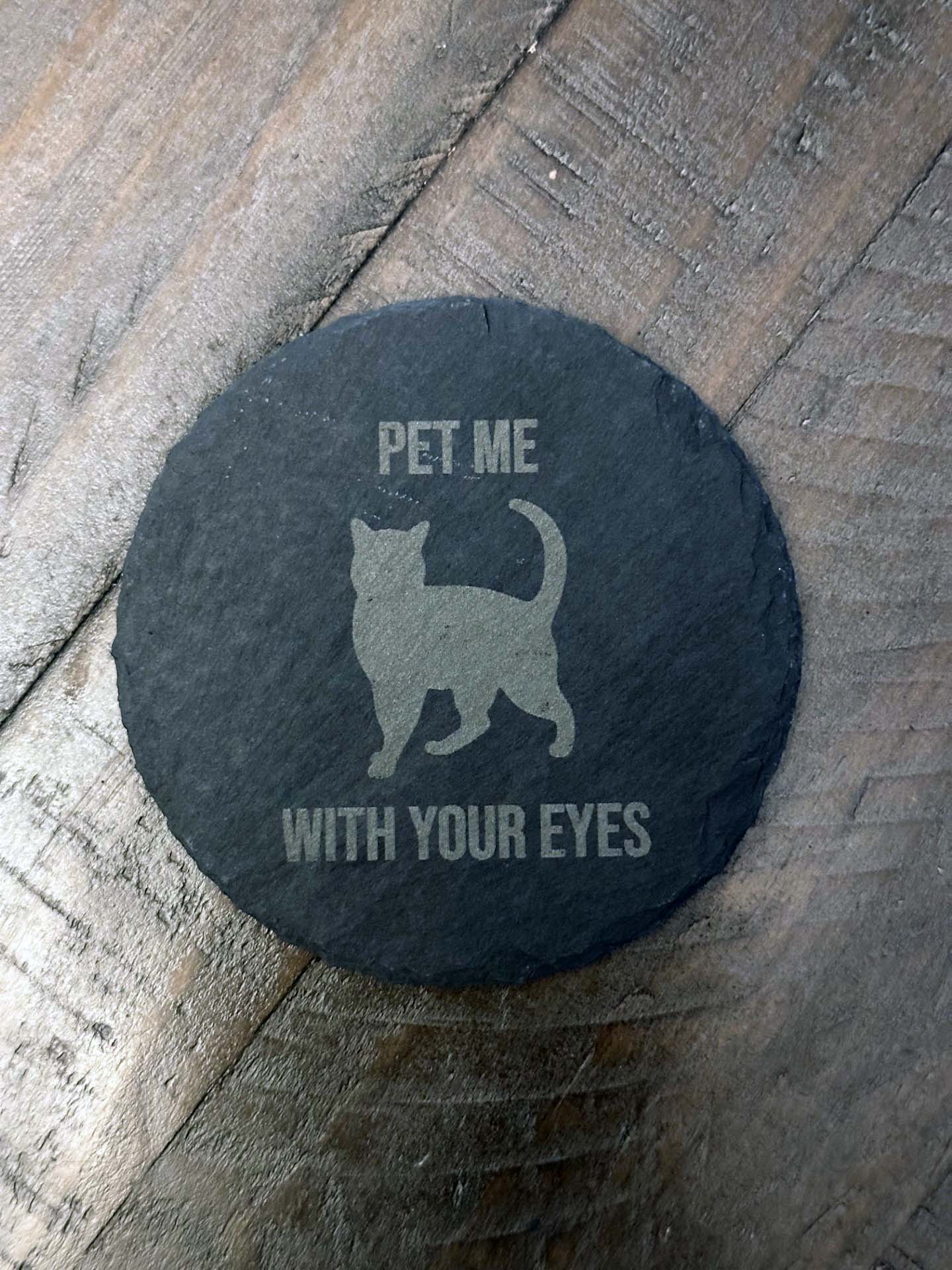 Add humor and style to your home with these laser engraved slate coasters with playful cat designs. The purfect gift, stocking stuffer or house warming gift.