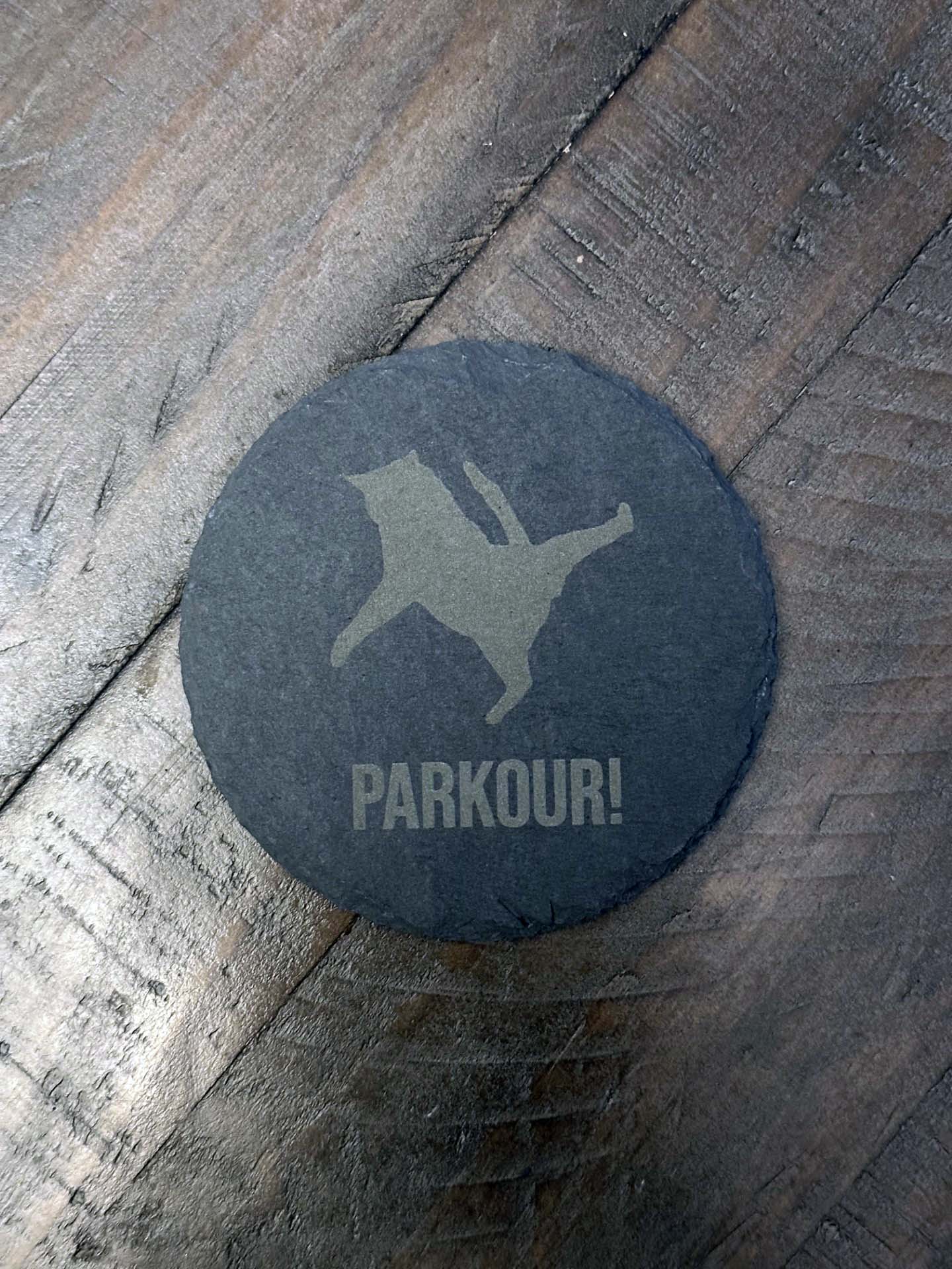 Add humor and style to your home with these laser engraved slate coasters with playful cat designs. The purfect gift, stocking stuffer or house warming gift.