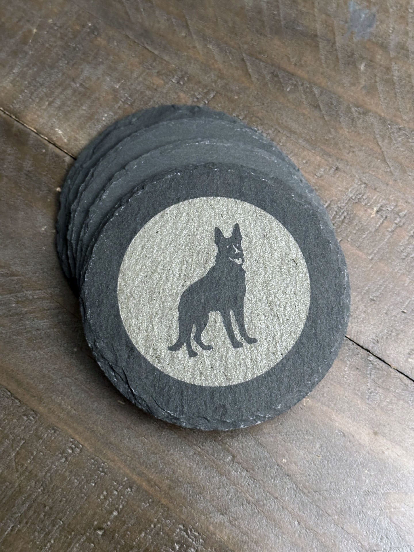 Are you all about that pug life? Do you have a resting pit face? Or maybe you're more of a spaced out shepherd? What about some BIG STRETCHES!? There's a dog to match every vibe! The perfect stocking stuffer, groomsman or house warming gift. These slate coasters will be right at home in any man cave or she shed.