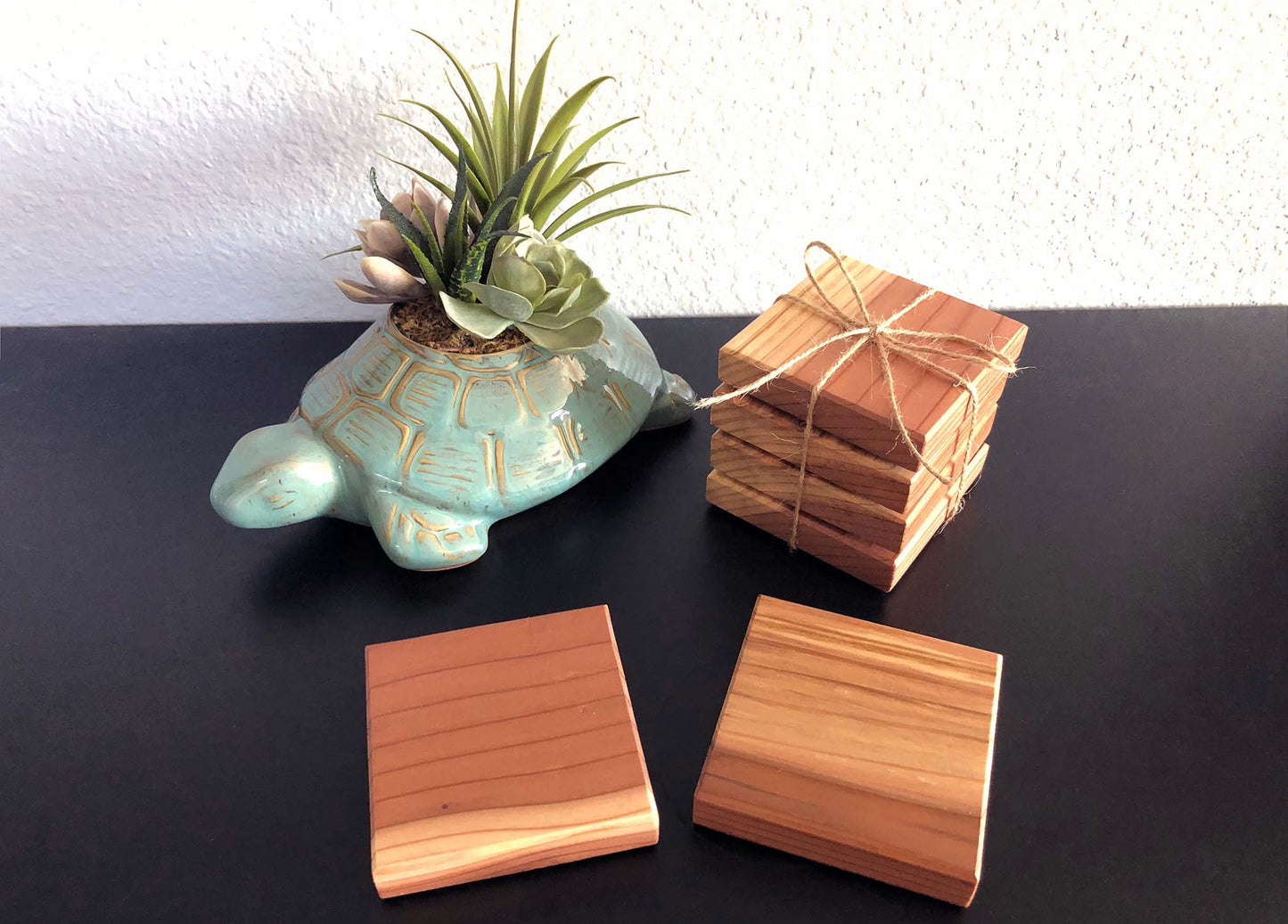 Handmade Reclaimed Redwood Coasters. Sets of 4, 5 or 6 coasters. Felt footpads.