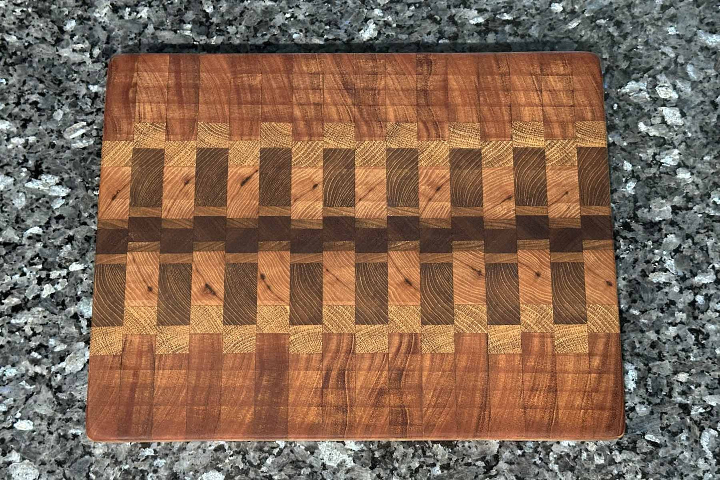 End Grain Cutting Board - Mirrored Black Walnut, Oak, Cherry, and Mahogany