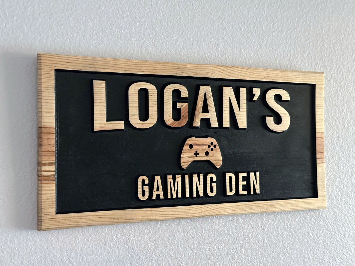 Let everyone know you're the "first player" with a custom 3D Gaming Den sign. Available in multiple sizes, each sign is carved from a single pine board which gives the design a 3D effect. A thoughtful gift for friends, loved ones, and of course gamers! Handmade by Space Rubber Ducky Designs in Southern California, USA.