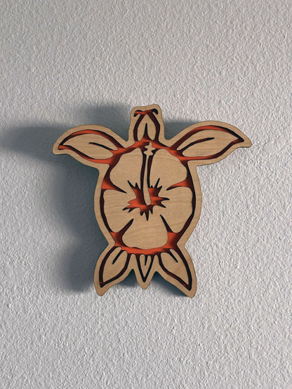 Brighten up your living space with some colorful turtle decor! Each piece of wall art features a sea turtle with hibiscus flower and an inlay color. Variety of colors and wood stains. A thoughtful gift for friends, loved ones, teacher appreciation! Handmade by Space Rubber Ducky Designs in Southern California, USA.
