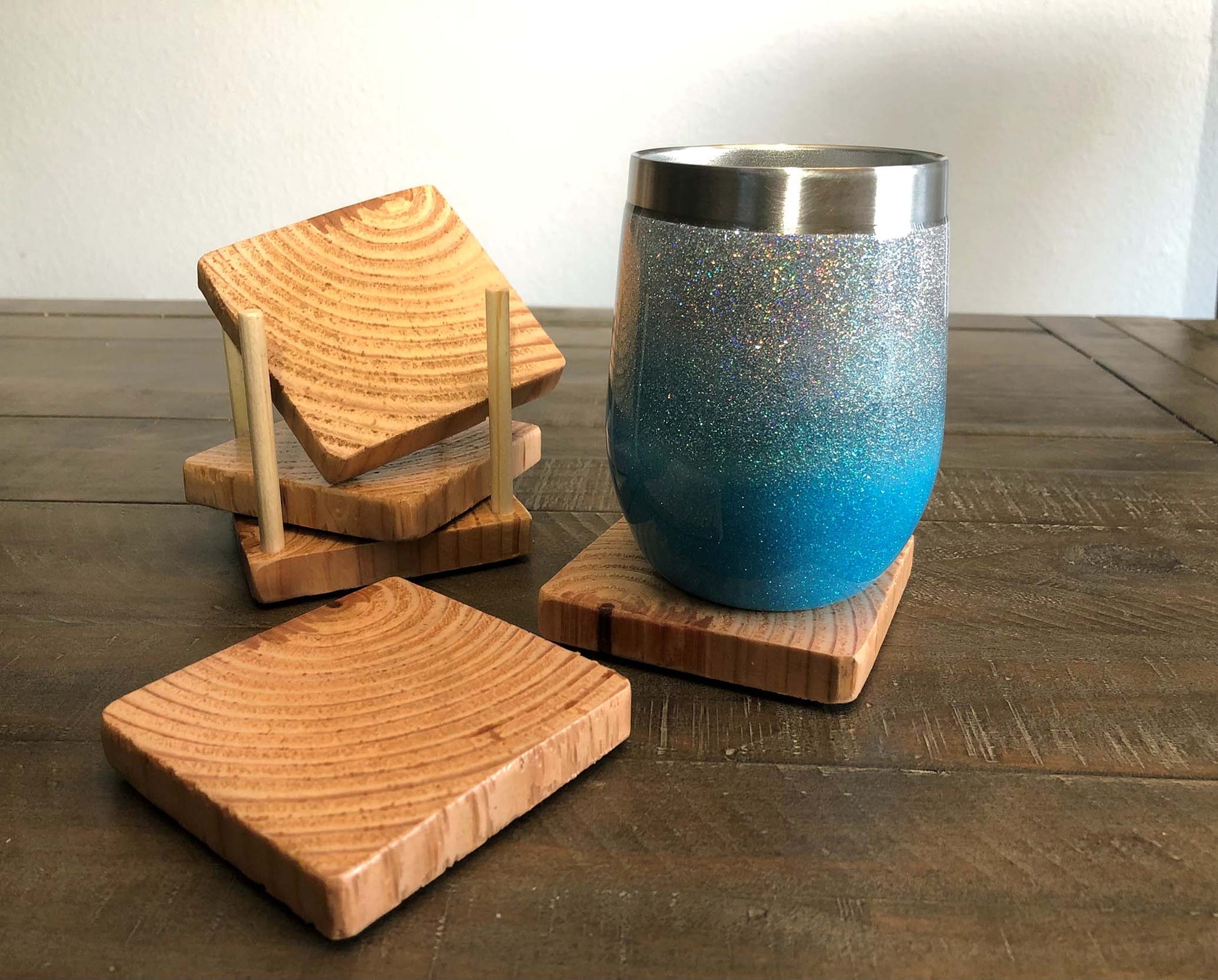 Unique Handmade End Grain Wooden Coasters (Set of 2 or 4)